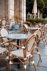 Empty coffee terrace in Dresden, Germany