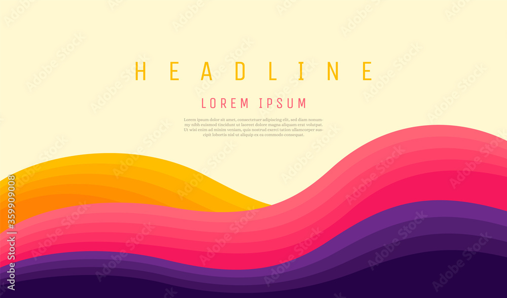 Poster simple style banner design with wavy pattern in color. vector illustration.