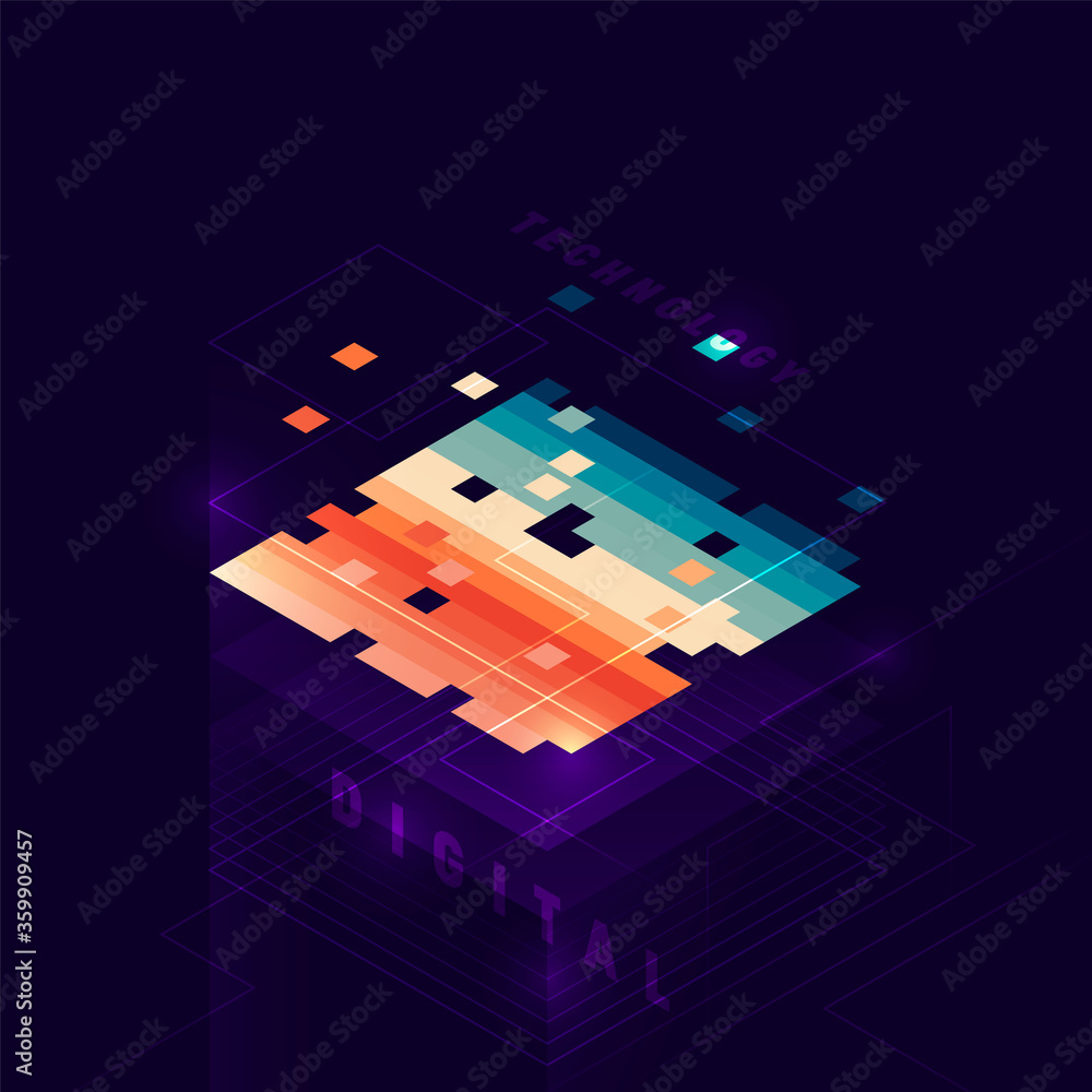 Aufkleber digital technology background design in abstract style. vector illustration.