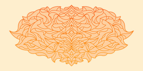 Decorative abstraction in symmetrical line art style design. Vector illustration.