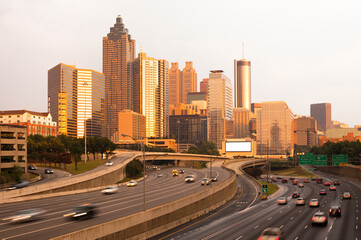 Cityscape of downtown Atlanta at sunset, Georgia, United States