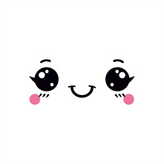 kawaii cute happy face. positive emotions. cartoon vector illustration. japanese anime emoji.