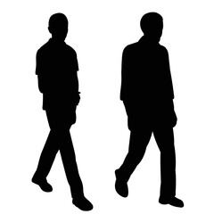 vector, isolated, black silhouette people are walking
