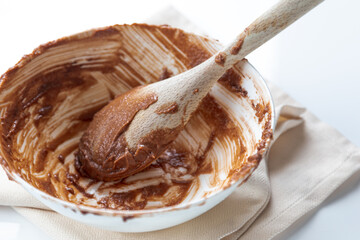 chocolate mousse in a bowl
