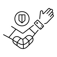 Protective knee pad line icon