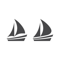 Boat or yacht simple black vector icon. Boat pictogram glyph symbol.