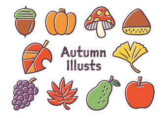 秋 手描き ベクター イラスト セット
