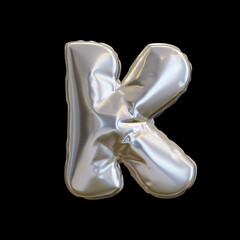 Silver Balloon Letter K, Realistic 3D Rendering