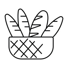 Baguettes in a basket icon vector