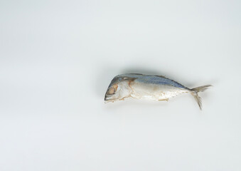 steamed mackerel isolated on white background 