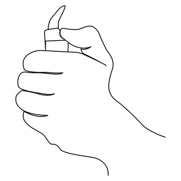 recommend clip art: one line continuous drawing left hand holding a fire lighter