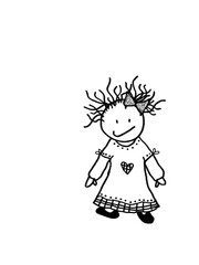 Funny cartoon pencil drawing family