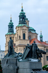 Statues and cathedral in Prague, Czech republic