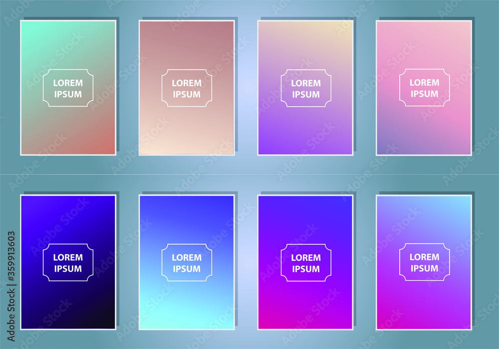Poster abstract colorful vector blurred gradient backgrounds. holographic template for your cover and desig