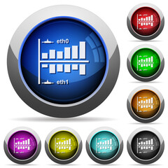 Network statistics round glossy buttons
