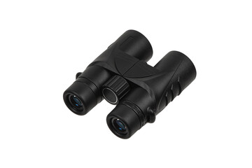 Modern binoculars isolate on white back. Surveillance device. Device for viewing at a distance.