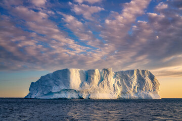Greenland Ilulissat glaciers at ocean at polar night