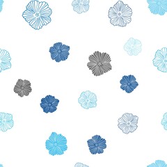 Light BLUE vector seamless elegant template with flowers. Brand new colored illustration with flowers. Texture for window blinds, curtains.