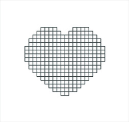 Obraz premium Vector pixel art heart on white background