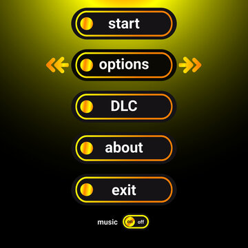 Interface buttons set for space games or apps. Vector illustration. Easy to edit. Isolated on gray