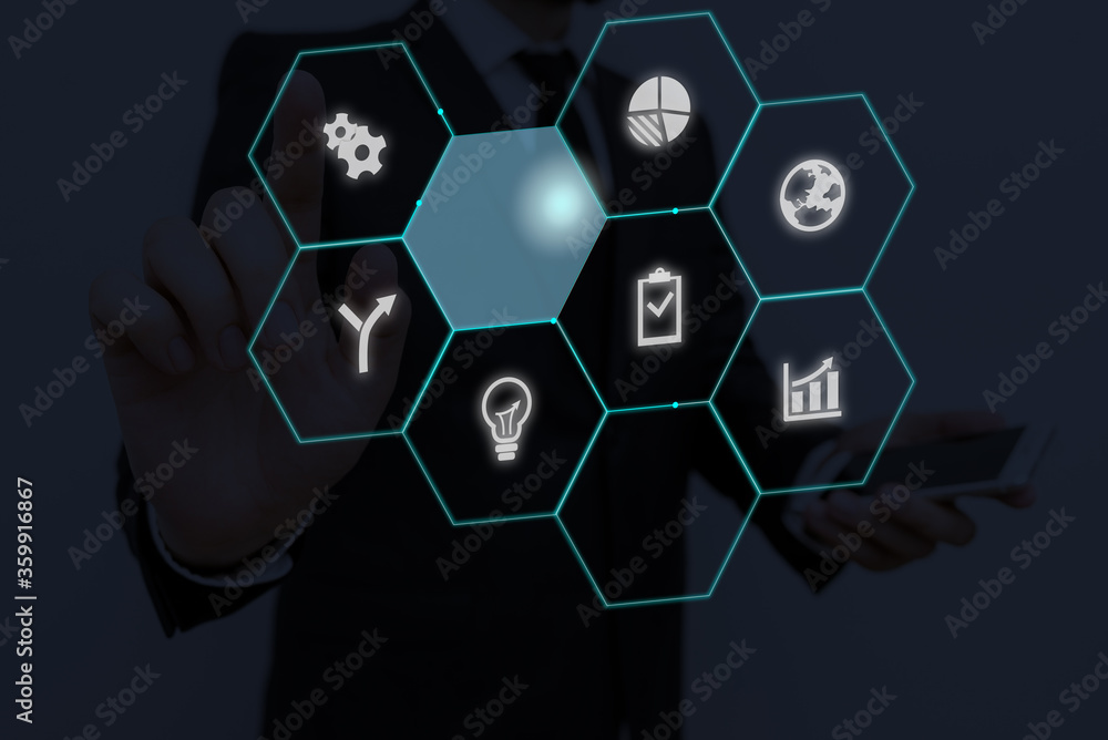 Poster grids and different set up of the icons latest digital technology concept