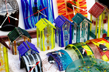 Handmade glass crafts, glass clock