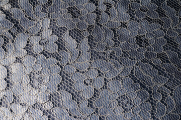 Blue lace texture. Lace background. Romantic fabric.