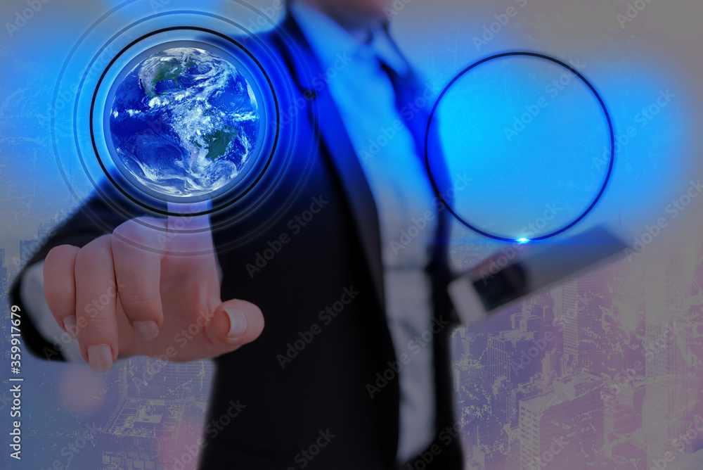 Poster futuristic icons distant solar system showing global technology networks. elements of this image fur