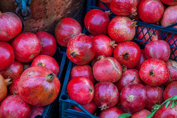 Pomegranate fruit in a box