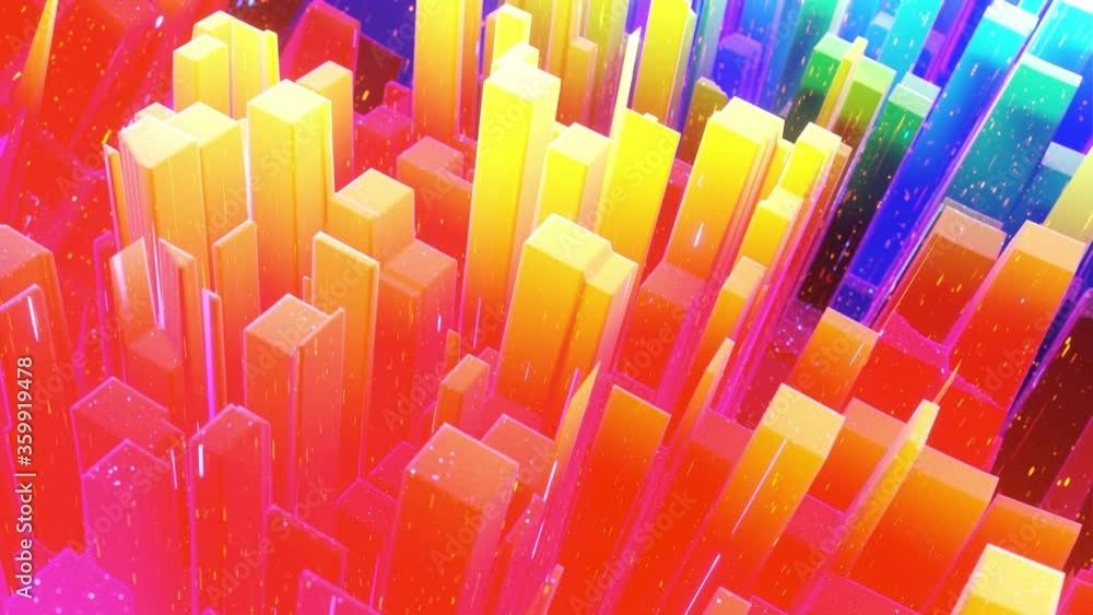 Poster beautiful abstract 3d surface with glitter sparkles, extruded or displaced waves transform in loop. 