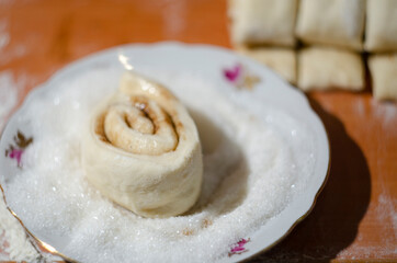 roll dough on a plate