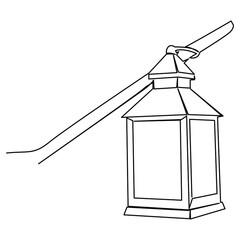 one line continuous drawing a stick and a lantern
