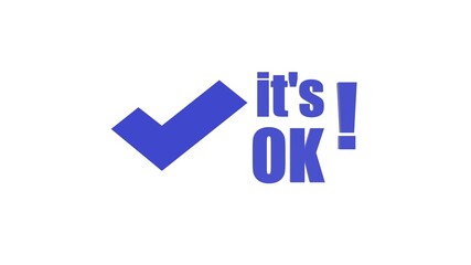 Ok gesture handwritten text. Modern cartoon isolated okay sticker. Simple doodle style. 3d image