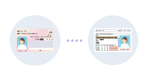 マイナンバーカードと運転免許証の紐づけのベクターイラスト素材