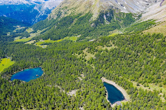 Aerial view of the Swiss Val Viola from the border with Italy