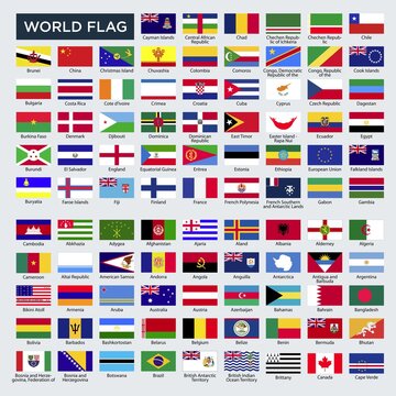 All national flags of the world. realistic waving fabric texture Premium Vector