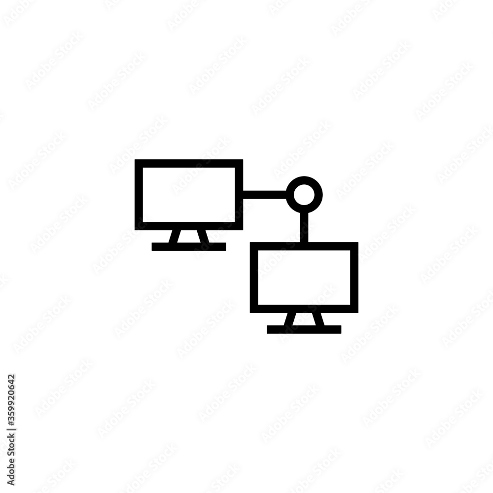 Poster computer network icon. link, connection computer icon in black line style icon, style isolated on wh