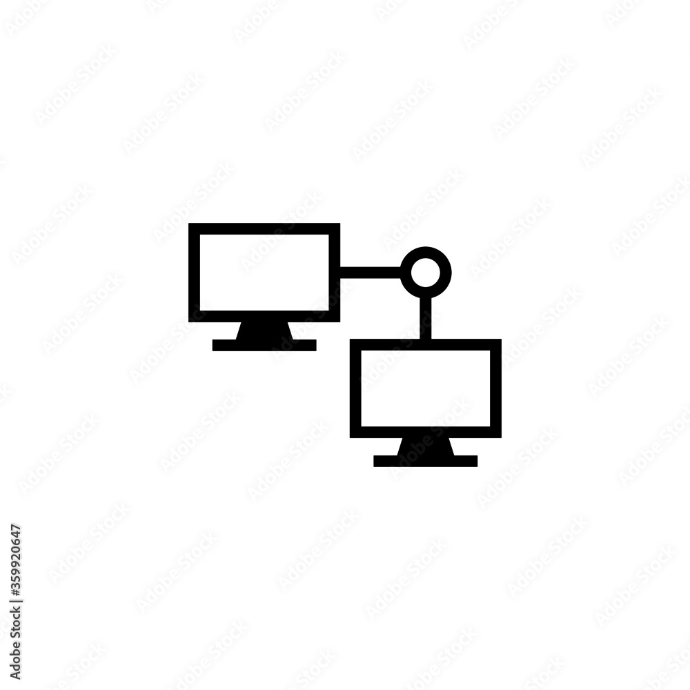 Poster computer network icon. link, connection computer icon in black flat glyph, filled style isolated on 