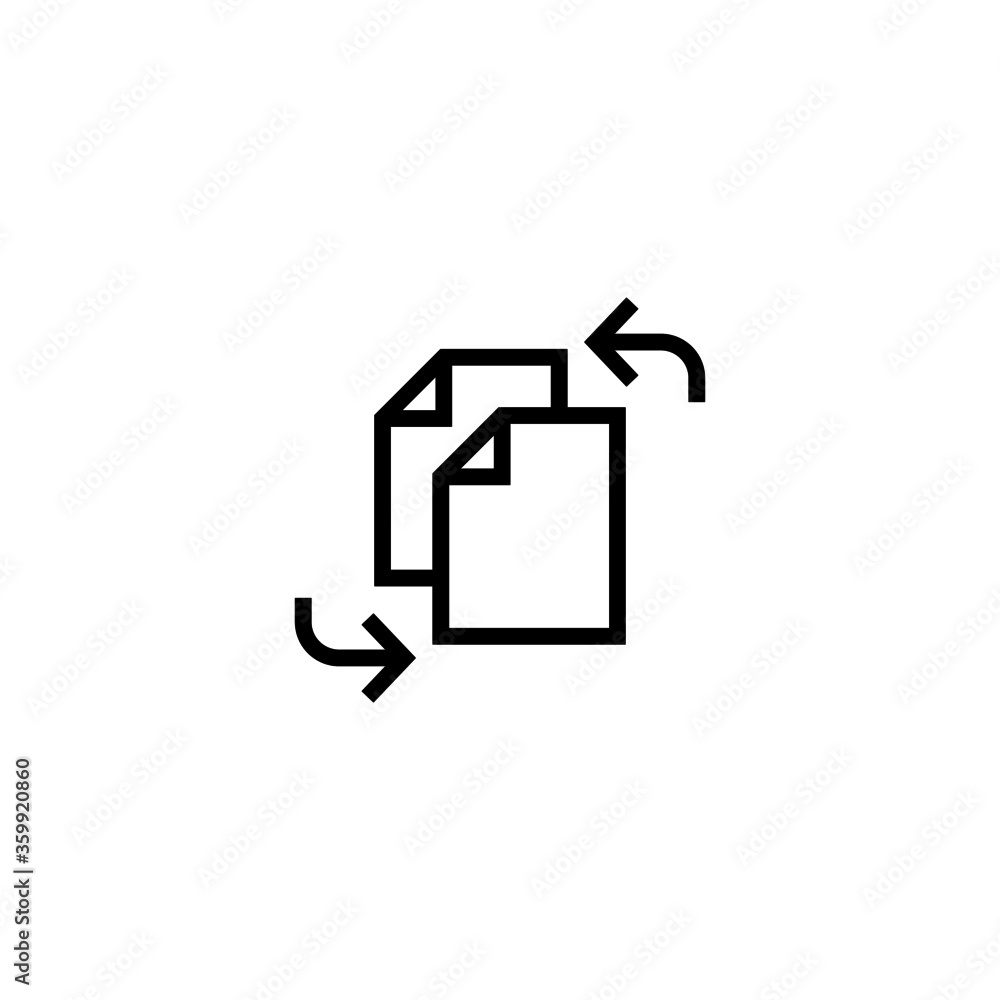 Poster sync file icon. file synchronization icon in black line style icon, style isolated on white backgrou