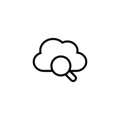 Search cloud icon, Find in cloud icon in black line style icon, style isolated on white background