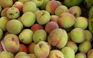 Isolated Peach Background.Peach Fruits in the Market for Sale.