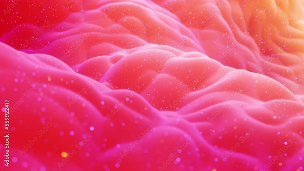 Poster beautiful abstract 3d surface with glitter sparkles, extruded or displaced waves transform in loop. 