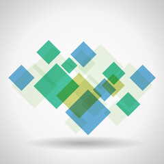 Abstract background. Transparent squares logo in green and blue. Design jpeg Illusrations