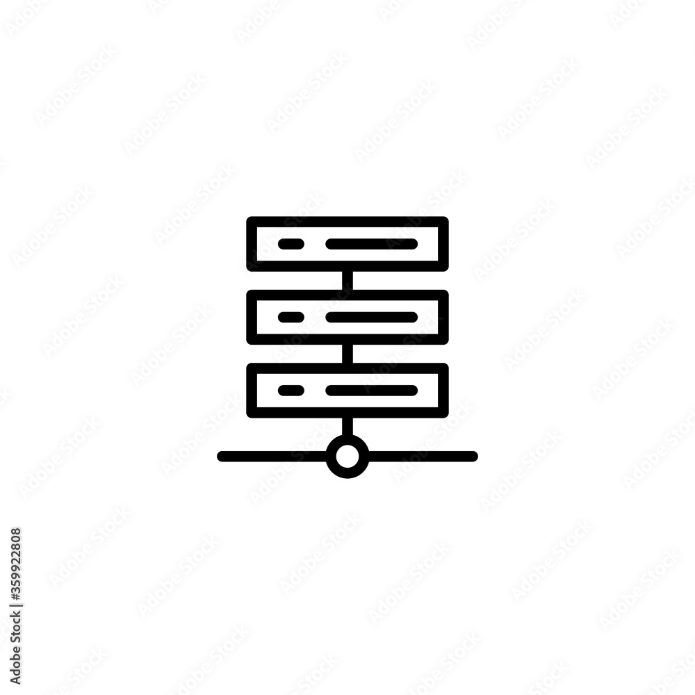 Poster data server icon. server hosting icon in black line style icon, style isolated on white background