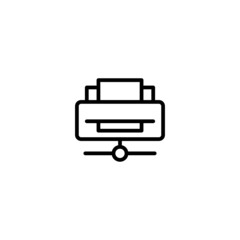 Network Printer Icons in black line style icon, style isolated on white background