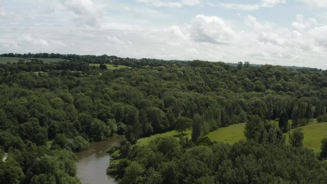 Aerial view of the River Severn in the Severn Valley