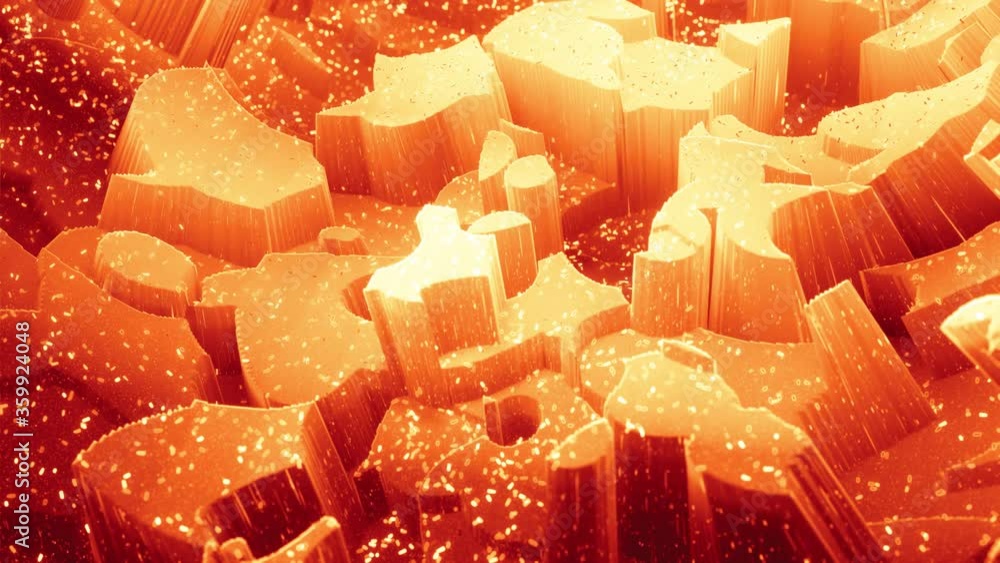 Aufkleber beautiful abstract 3d surface with glitter sparkles, abstract 3d waves run on surface in loop. red o