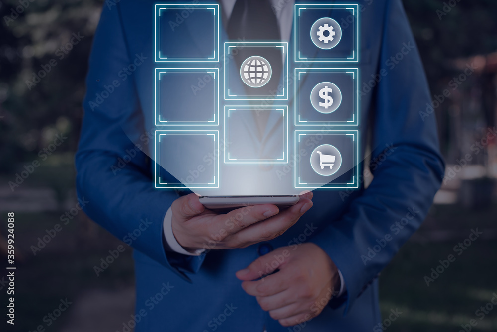 Poster information digital technology network connection infographic elements icon
