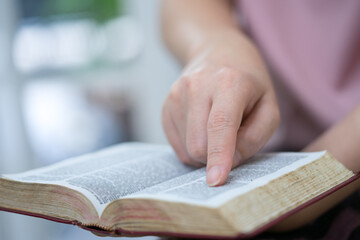 Women reading the Holy Bible.Reading a book.