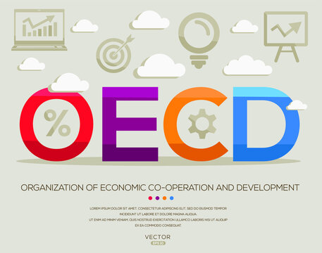 oecd mean (organization of economic co-operation and development) ,letters and icons,Vector illustration.